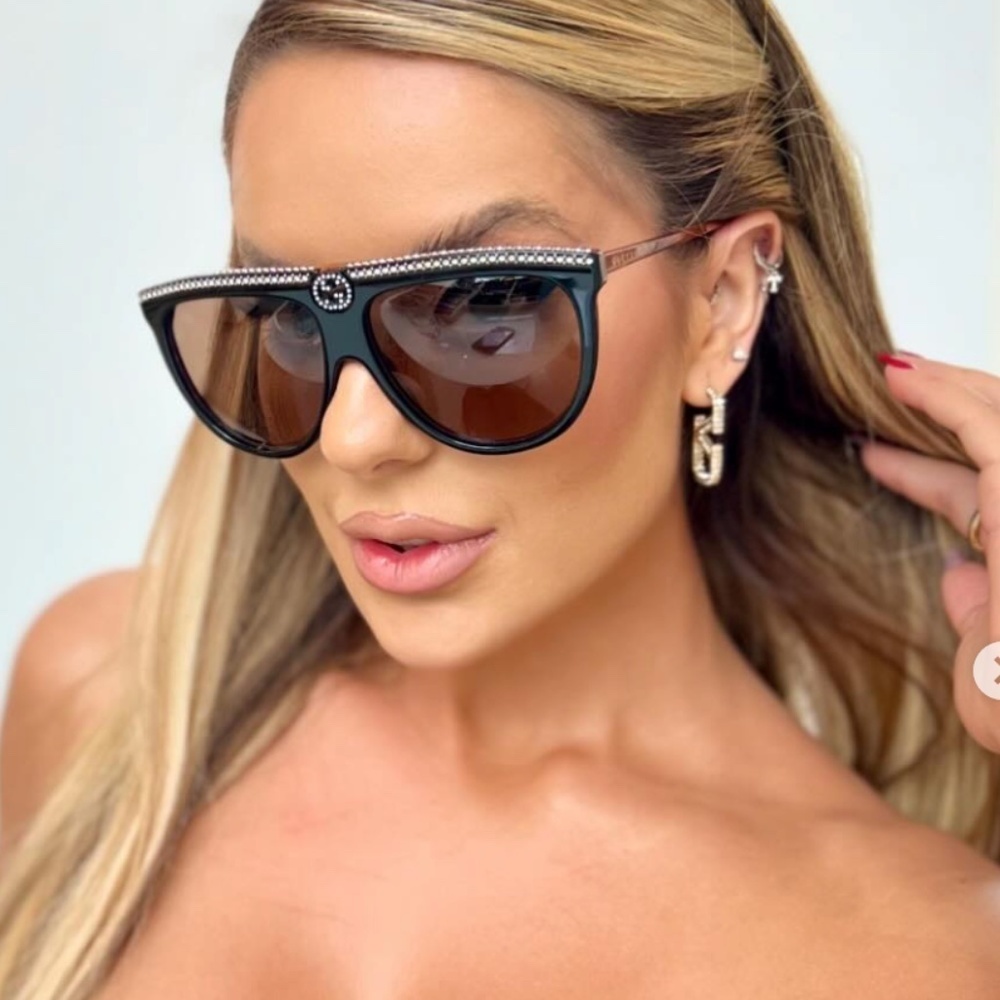 NWT Gucci GG0732S-005 Black Brown 61mm Sunglasses - Picture 5 of 16